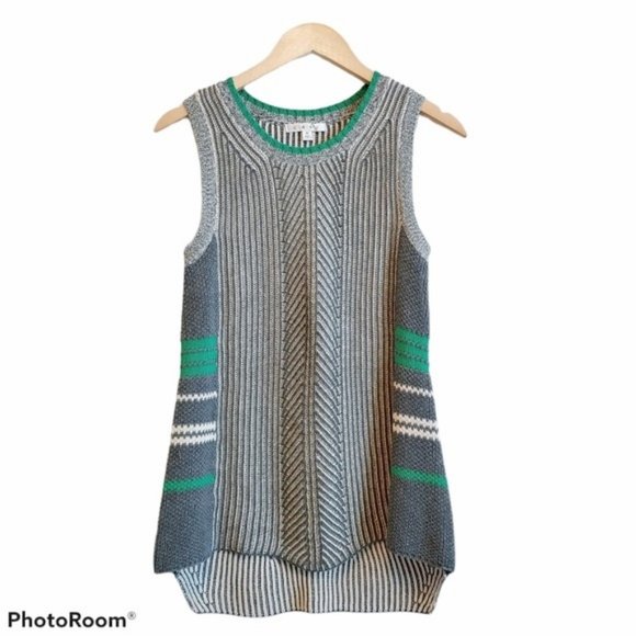 CAbi Tops - CAbi Trident Sweater Sleeveless Striped Knit - EUC